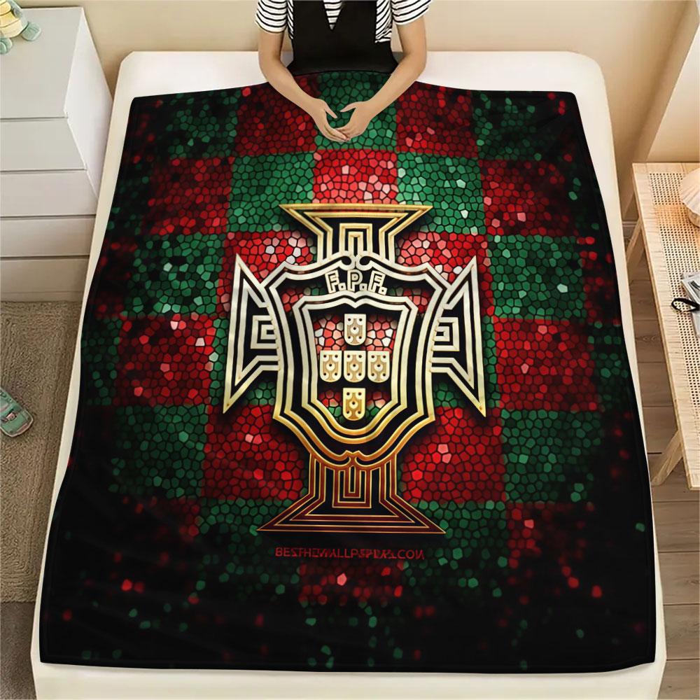 1PC Portugal National Football Team Patterned Flannel Blanket Suitable For All Seasons for Home Decor Warmth and Comfort Gifts Holiday Present