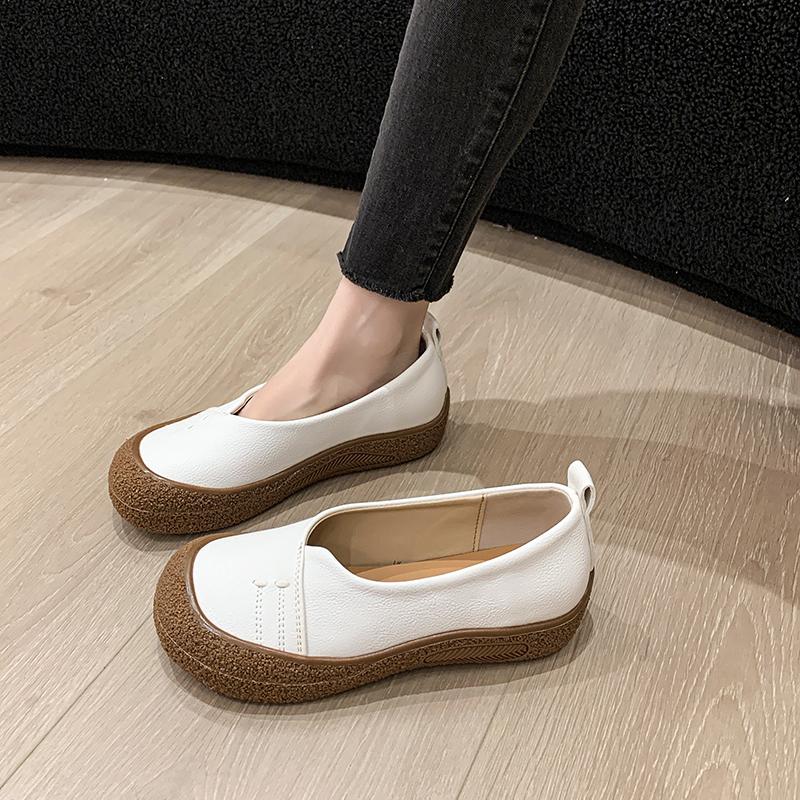 

Fashion New Style Fashion Women Concise Flower Flats Black Shoes Flats Female Genuine Leather Shoes Superstar Oxfrod Shoes Women Loafers 42 белый