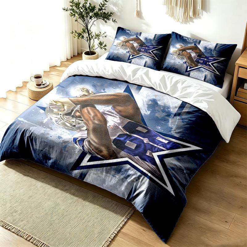 Dallas Cowboys 3pc Duvet Cover Set Simple Modern Bedding Set Wrinkle Resistant Soft Fabric All Season Use a perfect gift