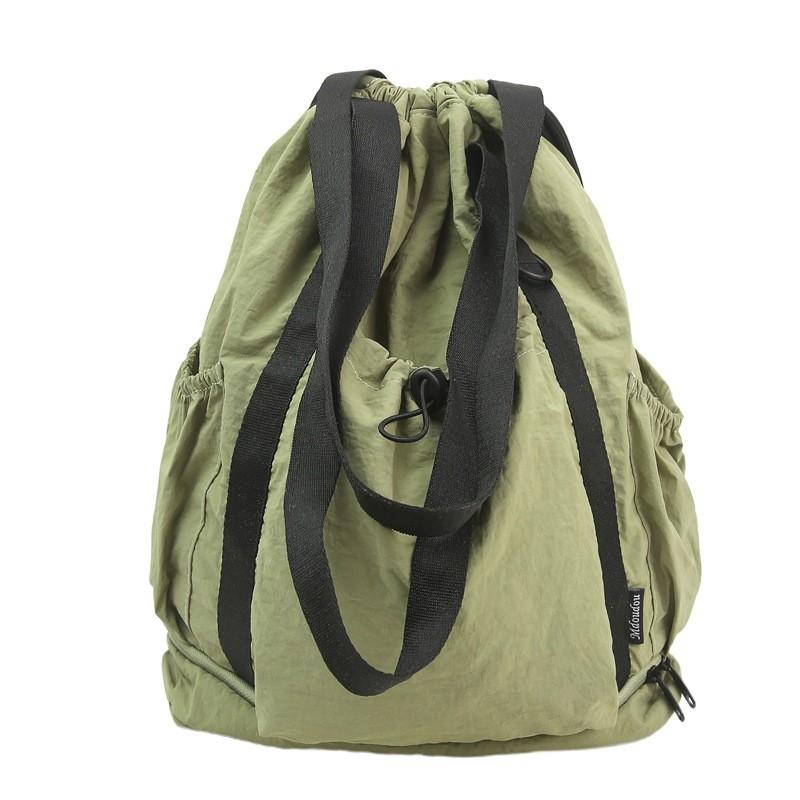 Travel And Hiking Solid Color Nylon Backpack With Drawstring Design
