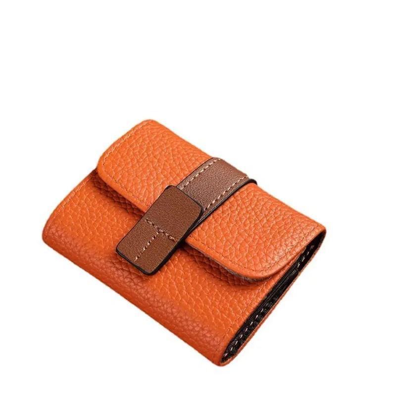 Pebbled PU Leather Card Holder Secure Buckle Closure Multiple Slots Soft Lightweight Pocket Wallet for Casual Daily Use