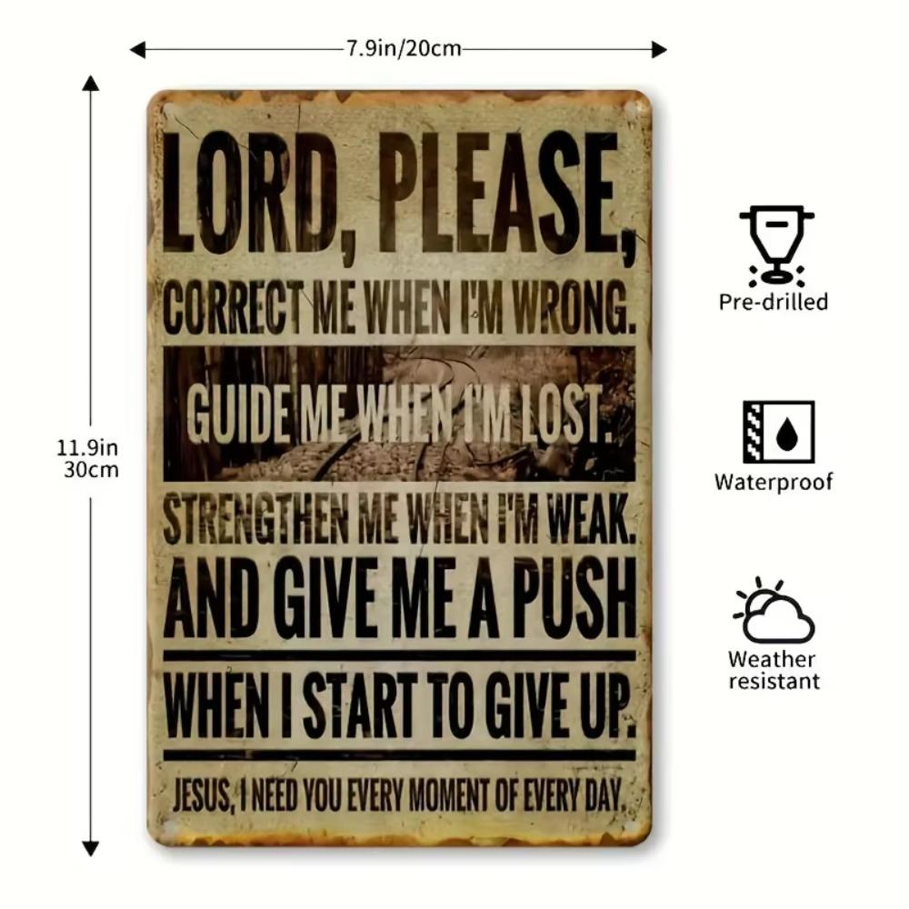 Vintage Metal Decorative Sign "Lord, Please" - Wall Hanging Inspirational Plaque for Outdoor Use, Multipurpose  Themed Decor