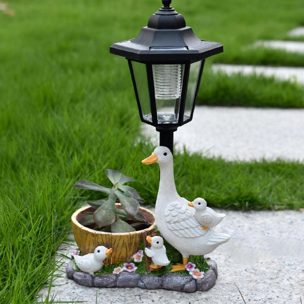 Garden Outdoor Statue Animal Figurine with Solar Lantern Gift Crafts Stylish Resin