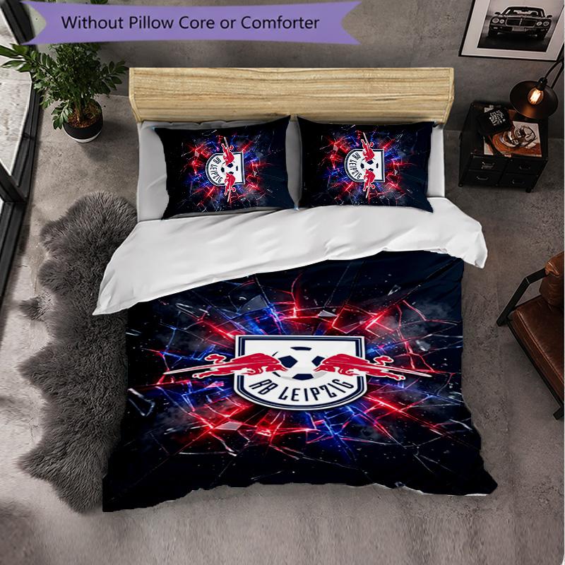 RB Leipzig Football 3 Piece Bedding Set Soft Duvet Cover Set with Pillowcases Printed Bedroom Decor Set for Home