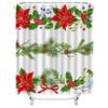 TU Christmas Shower Curtain Festive Holiday Decor Red Poinsettia Floral Bathroom Curtain Waterproof Holiday Season Home Decor Gi