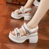 Platform sandals women's 2025 summer new small fragrant style Internet celebrity thick heel heightening shoes fashionable versatile Roman women's shoe