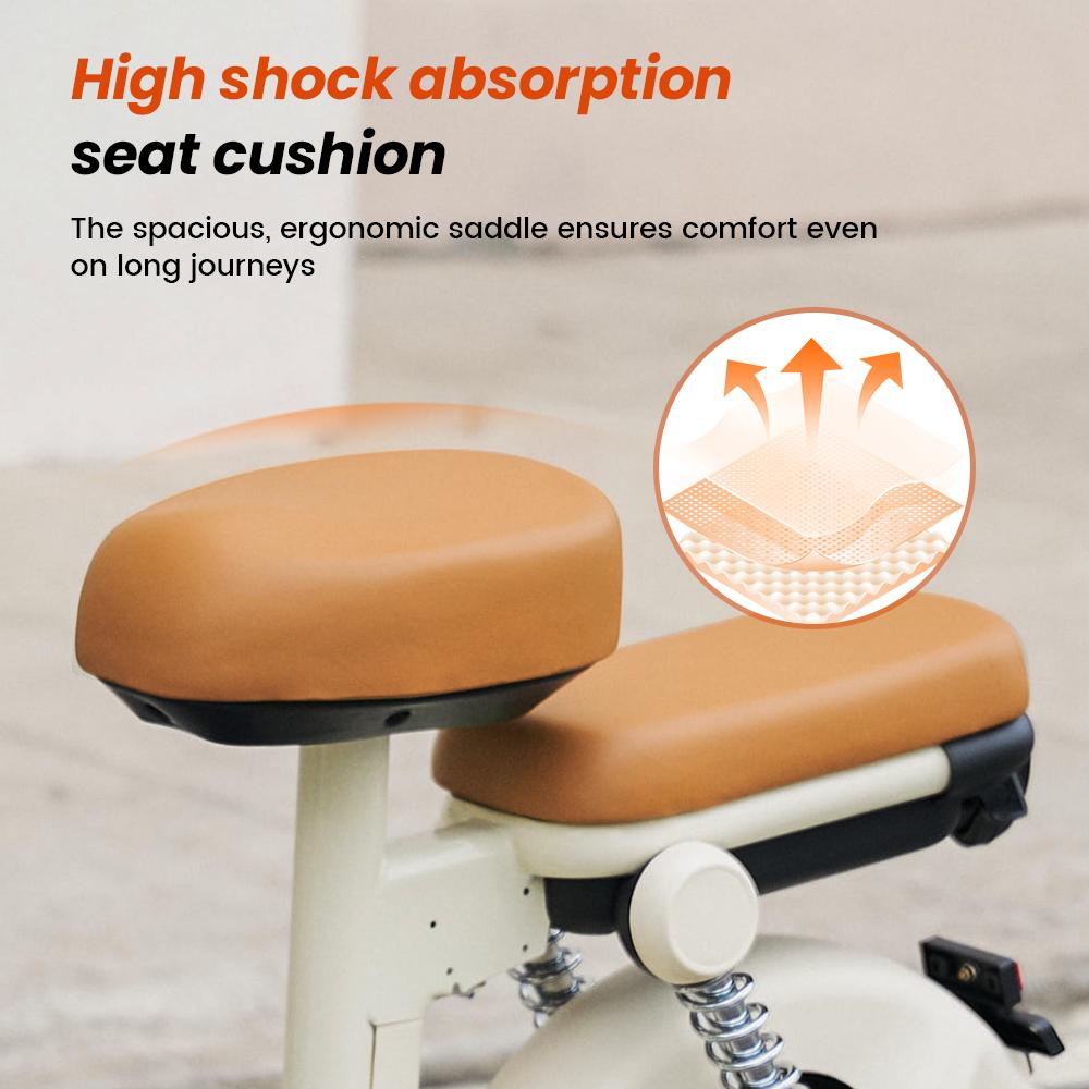Electric Scooter iScooter Y16 14" 1200W Motor LCD DIsplay Soft Seat Cushion 48V 20AH Fully Suspended Adult Electric Scooter With NFC Card Beige