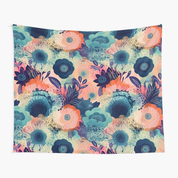 Country Style Abstract Floral Tapestry Spring Flower Tapestry Colorful Scenery Wall Hanging for House Bedroom Living Room Decor