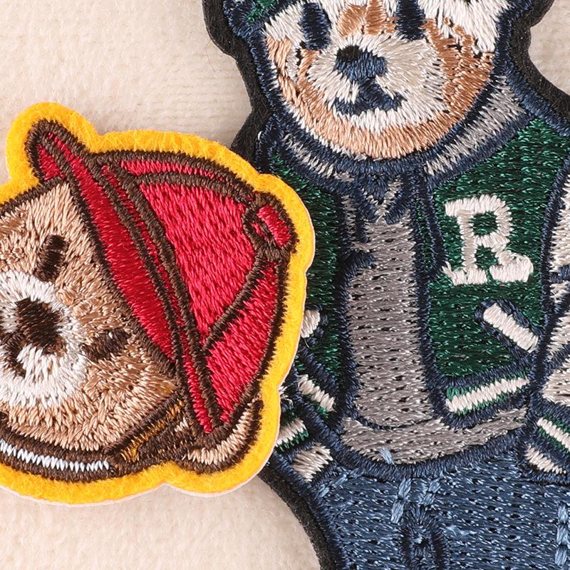 Embroidery Label Towel Embroidery Clothing Accessories Bear Patch Sticker Badge Cloth Label Chenille Embroidery Cloth Sticker
