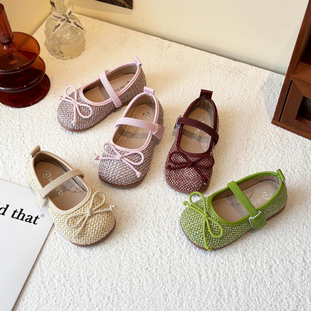 Baby Girls Summer New Style Bow Round Head Daily Kids Walking Shoes Cute Lightweight Comfortable One-piece Flat Loafer Size23-33