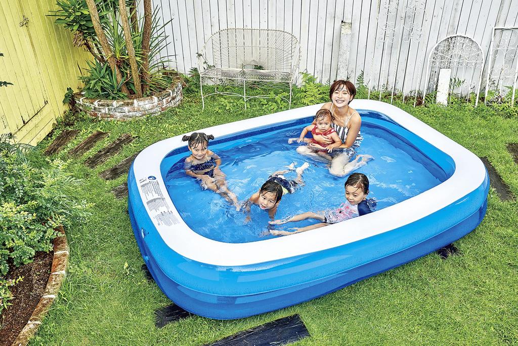 JILONG Giant Rectangle Pool, 262cm (262 x 175 x 50cm) (Inflatable Size), Includes Large Air Stopper and Drain Plug, JL-687935 BL