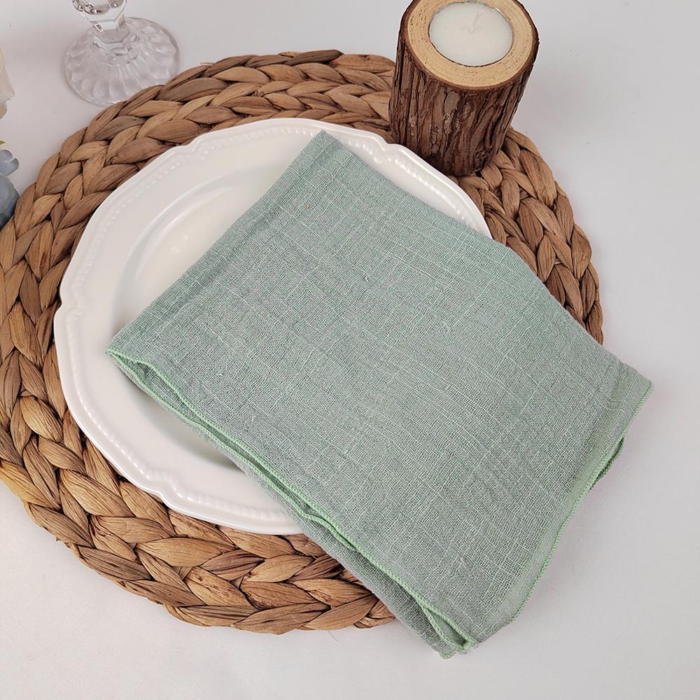 40x40cm Raw Fringed Trim Cloth Napkins Cotton Fabric Soft Reusable Retro Burrs Tea Towel Rustic Wedding Parties Decor