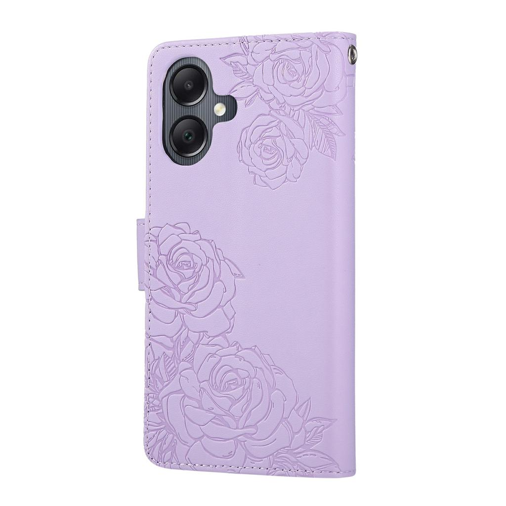 For Samsung Galaxy A06 4G Case Rose Flower PU Leather Wallet Phone Cover with 3 Card Slots