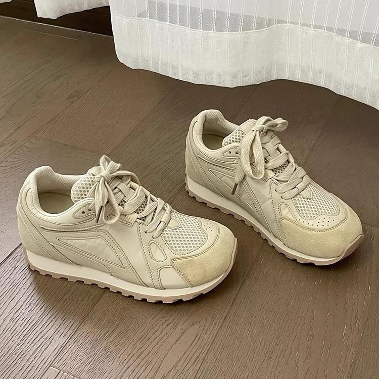 Cowhide version~ thick-soled inner height-increasing leather women's spring 2025 new Forrest Gump versatile casual sports moral training shoes