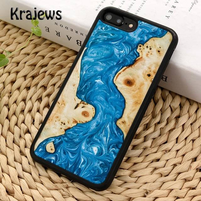 Krajews Wood Resin Glue Gel Phone Case Cover For iPhone 17 Air 16 15 14 Plus 12 13 Pro Max Coque Shell Fundas