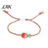 Matching Couples Jewelry Colorful Small Fish Handmade Braided Bracelet, Boho Cute Woven Gift for Best Friends String Adjustable Summer Beach Wristband