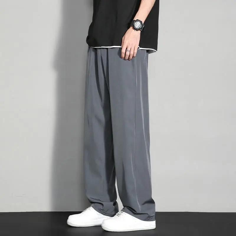 

Мужские легкие быстросохнущие брюки из ледяного шелка - Дышащие уличные широкие повседневные летние брюки L темно-серого