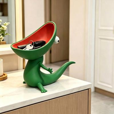 Void Studio Lizard Soap Holder Cute Countertop Tray with Drain Hole for Bathroom Sink Funny Cartoon Organizer Keys Jewelry Candy