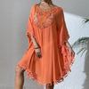 Loose Swimsuit Cover Up Dress Square Neck Beachwear Shirt Fashion Summer Sunscreen Smock  for Women