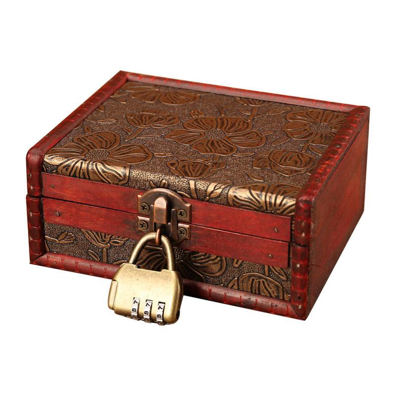 Wooden Vintage Style Box With Lock For Organizing Jewelry Decoration Accessories