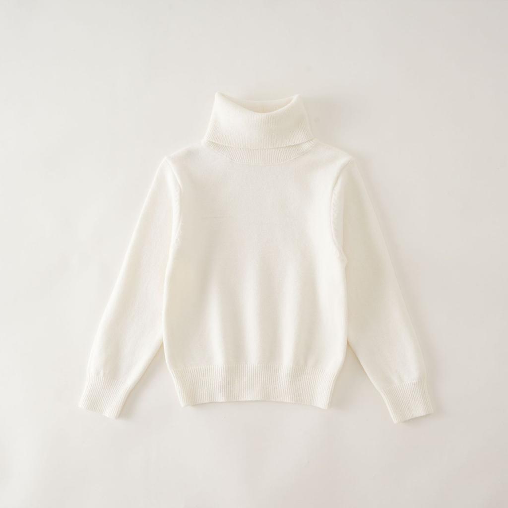 Kids Solid High Neck Long Sleeve Knit Base Sweater For Boys And Girls