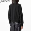 BITCED Damen Herbst/Winter Glitzer-Print Halbhoher Kragen Baumwolle Stehkragen Sweatshirt