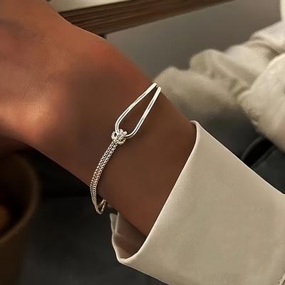 European and American Hot-selling, Light Luxury High-end Knotted Double-layer Half-bracelet Bracelet Women's, Minimalist Line Kink Bracelet