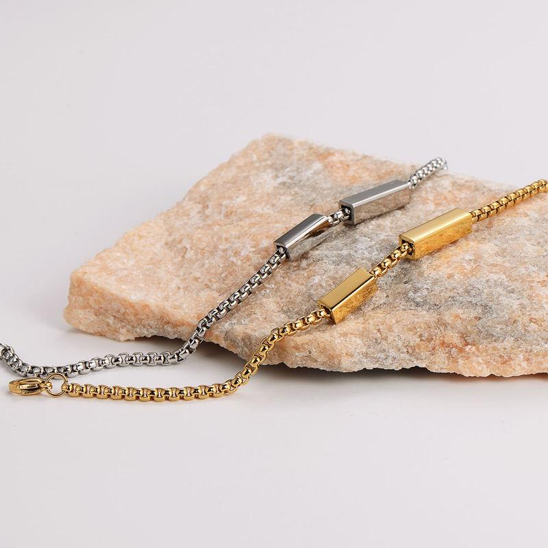 Geometric Minimalist Titanium Steel Bracelet Women Gold Or Gunmetal Finish Adjustable Length 51-80cm Elegant Everyday