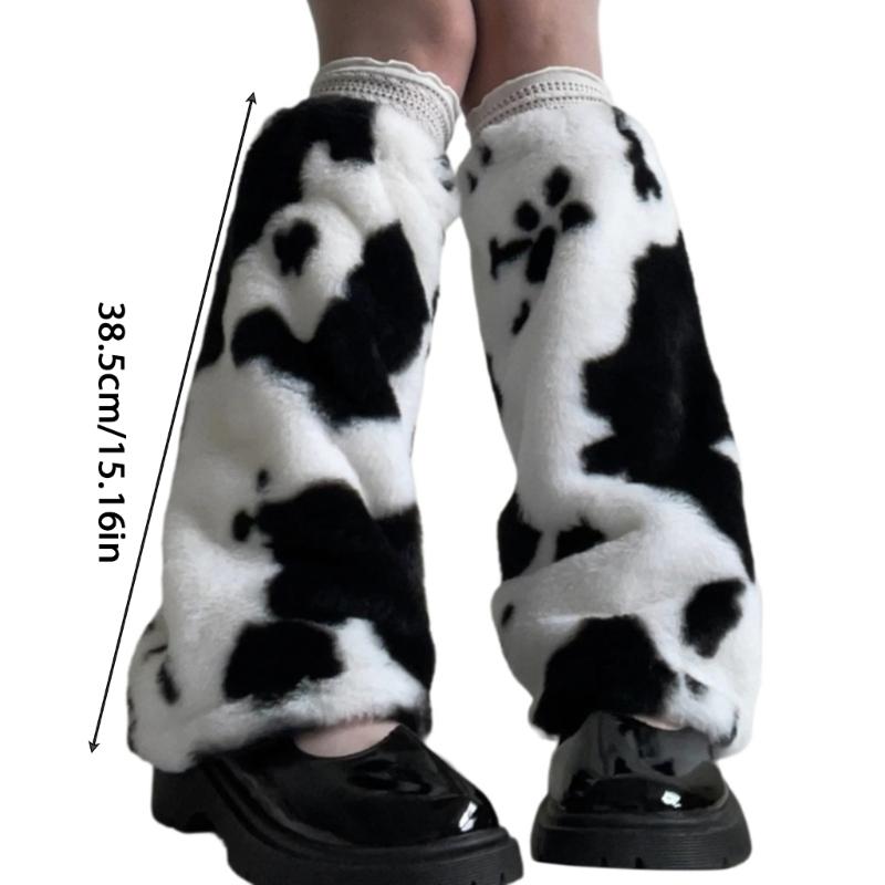 Fashion Furry Leg Warmers for Women and Teen Girl Leopard Colorful Plush Boot Covers Socks for Winter Comfort Streetwear