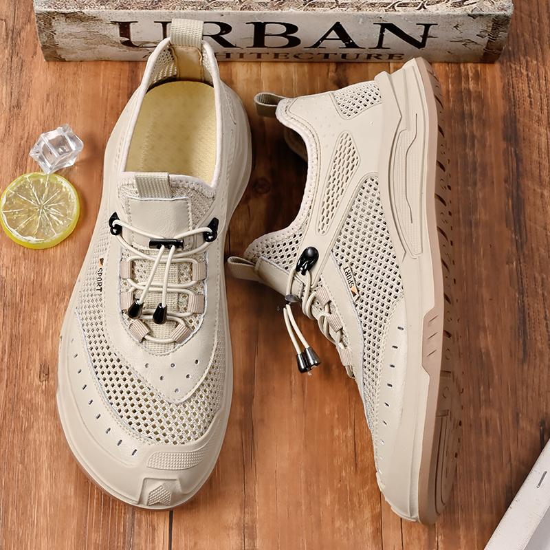 New Arrival Men's Mesh Shoes Lac-up Casual Shoes Outdoor Male Sneakers Breathable Hollow Out Flats Lightweight Sports Footwear