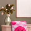 Happy Smiley Face Flannel Blanket Lunch Break Blanket Holiday Gift Pink Checkerboard Print