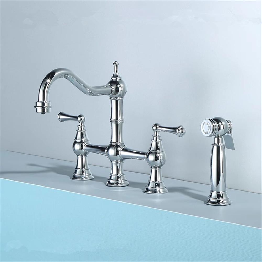 Red Bronze Kitchen Faucet with Hand shower Head Antique Bronze Pot Filler Tap Brushed Gold Hot Cold  Black Sink Tap Spout  Brass