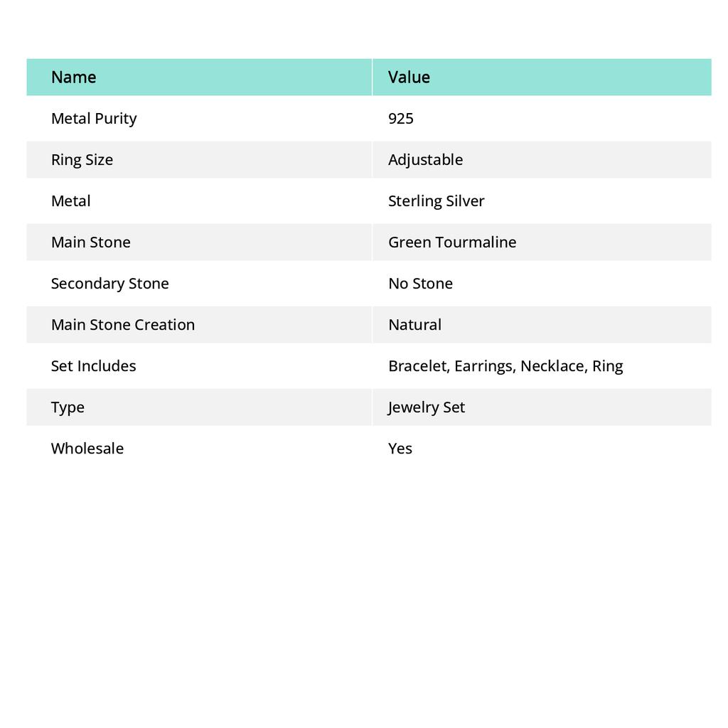 Natural Green Tourmaline Gemstone Handmade 925 Sterling Silver Jewelry Set d0z15