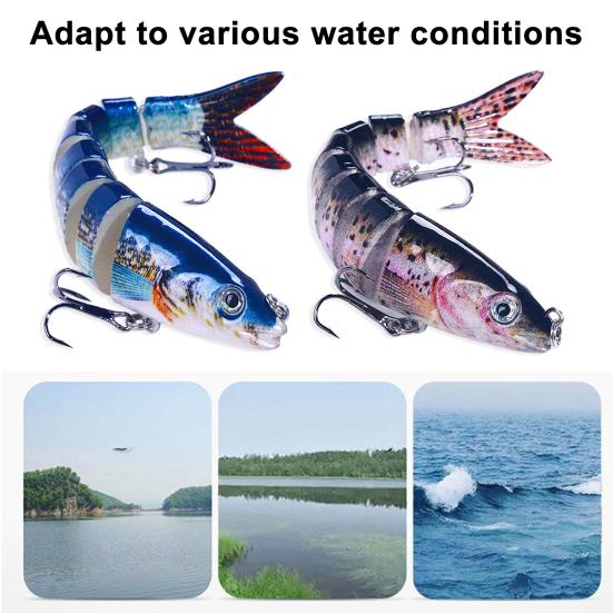 13.4cm 18g Multi-knot Fish Bait Realistic Design 3D Eyes Holographic Body Lure Bait Set with Built-in Ball Swinging Fish Lure