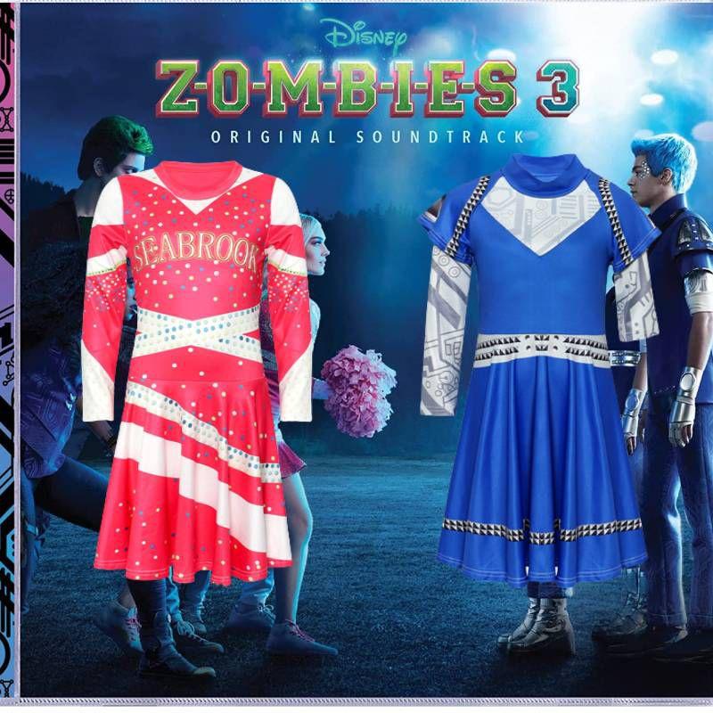 3 Zombie Halloween Addison Cheerleading Costume Childrens Cosplay Dress