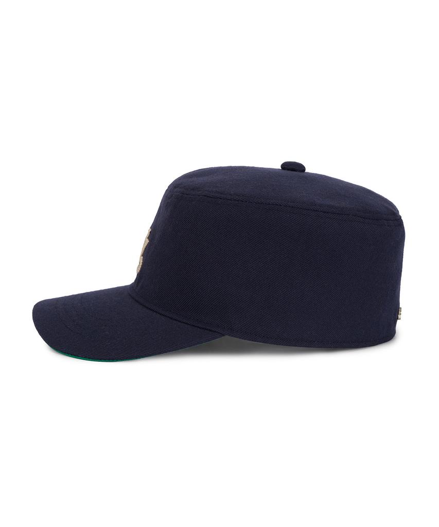 Bajal Leaf Chain Vz Monogram Pillbox Cap Navy