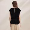 Women's V-Neck Velvet Texture Short Sleeve Top