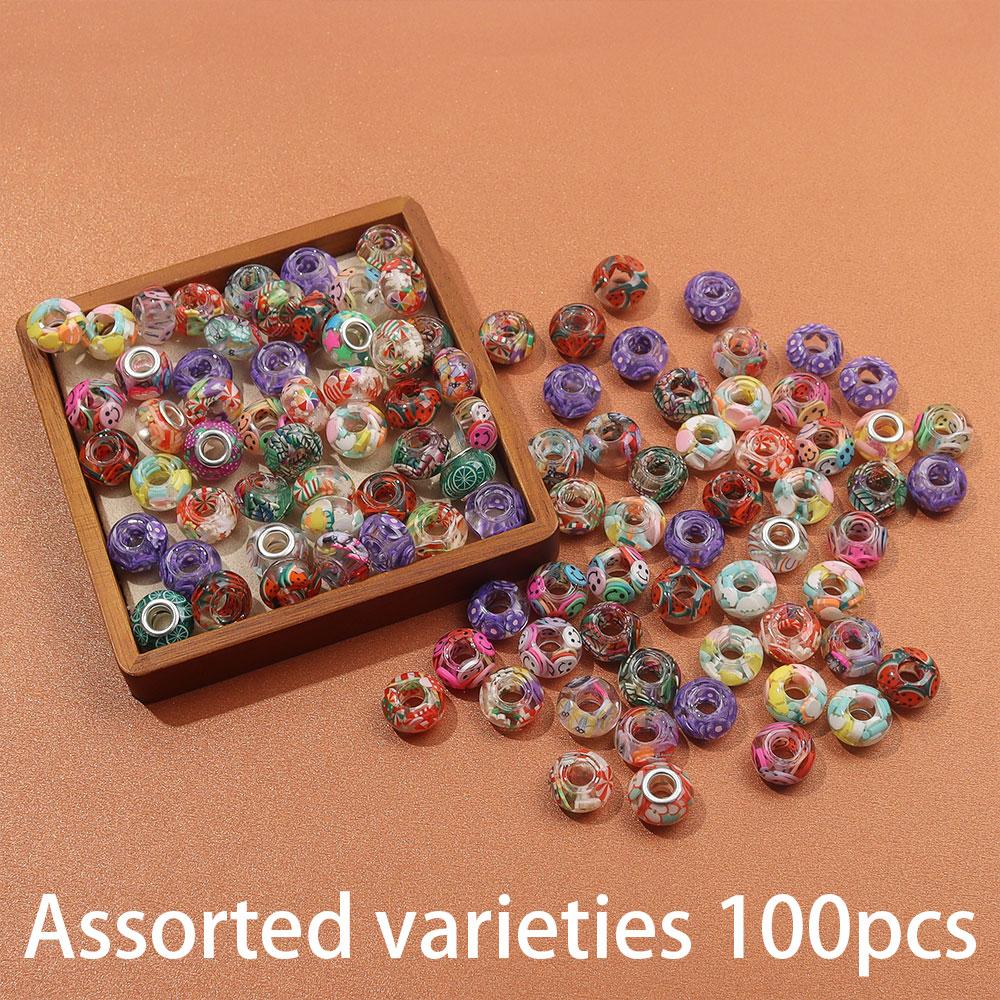 30/50/100pcs Resin Large Hole Bead Lighting, European Craftsmanship Bead Spacer Bead DIY Jewelry Bracelet Necklace Earring Jewelry Production