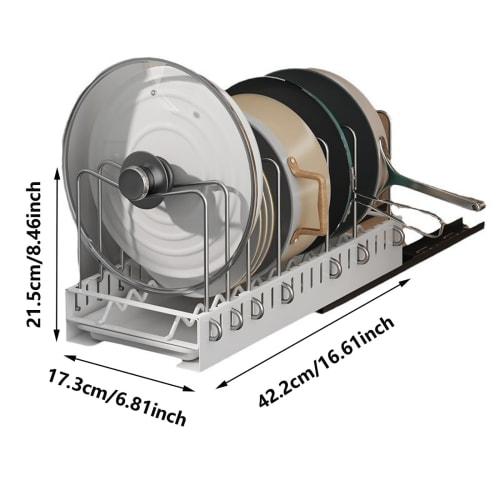 Gevvnss Frying Pan Rack with 12 Compartments for Under-Sink Storage, Large Capacity Kitchen Storage Rack with Draining Platform, Pot Stand, Frying Pan