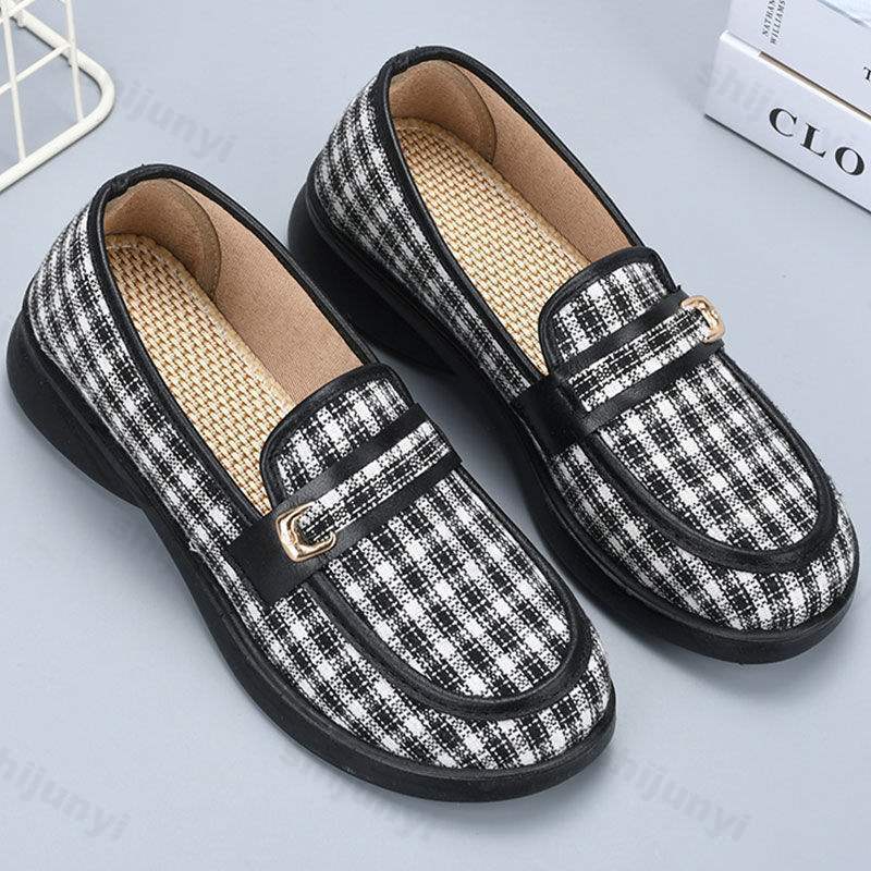 Fashion Women's Slip On Cloth Shoes Autumn New Fashion Round Toe Soft Sole Non Slip Flats Lightweight Comfortable Vintage Casual Shoes