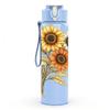 1PC Single Sunflower Watercolor Flower Print 750ml Color Plastic Sports Water Bottle Leakproof Flip Straw Lid Suitable for Sports Office Home Use