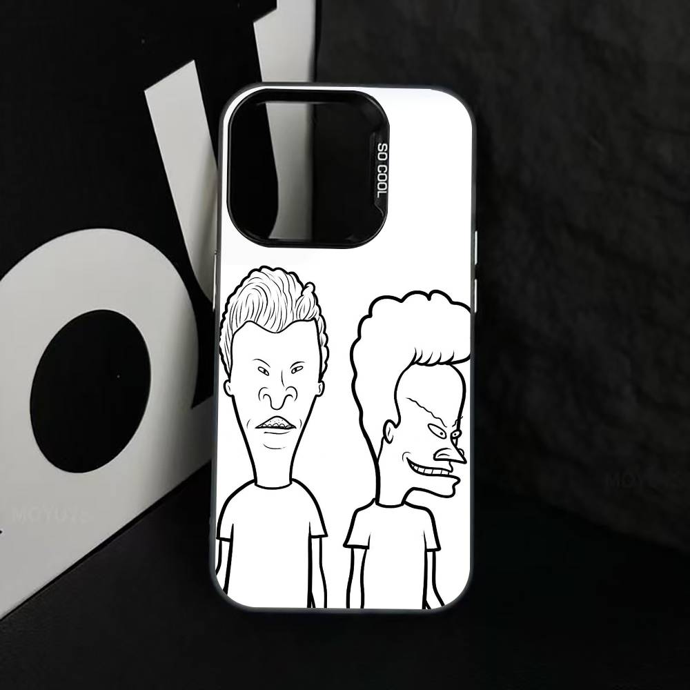 Beavis & B-Head Phone Case For iPhone 17,16,15,14,13,12,11 Plus,Pro Max,XS,Colored Silver Plated Inside Cover