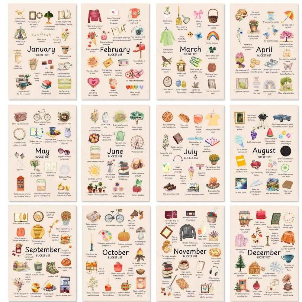 Notes Planning 2026 Wall Calendar Simple Style Desktop Calendar Premium Bucket List Calendar  Gifts