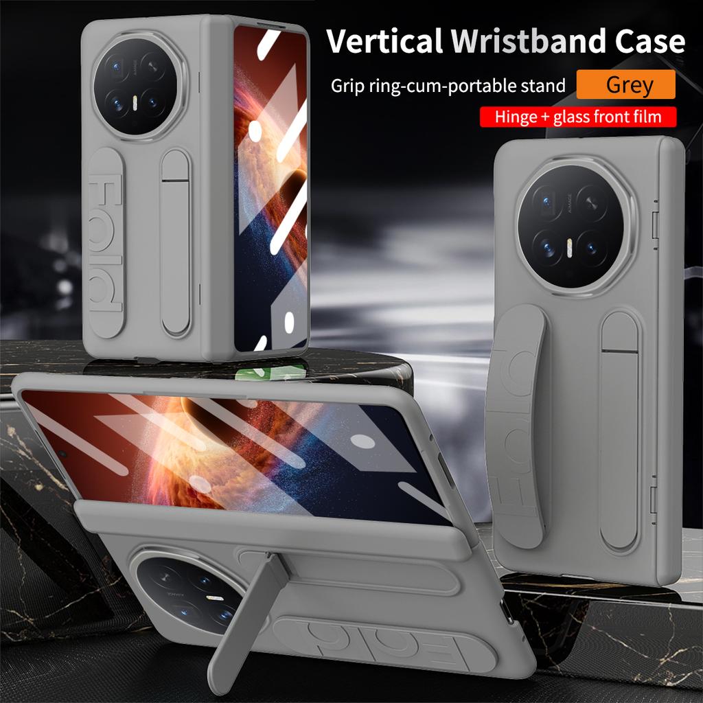 For Huawei Honor Magic V6 Case Hard Silicone Wrist Strap Folding Protective Back Cover Case For Magic V6 With Glass Film Shell