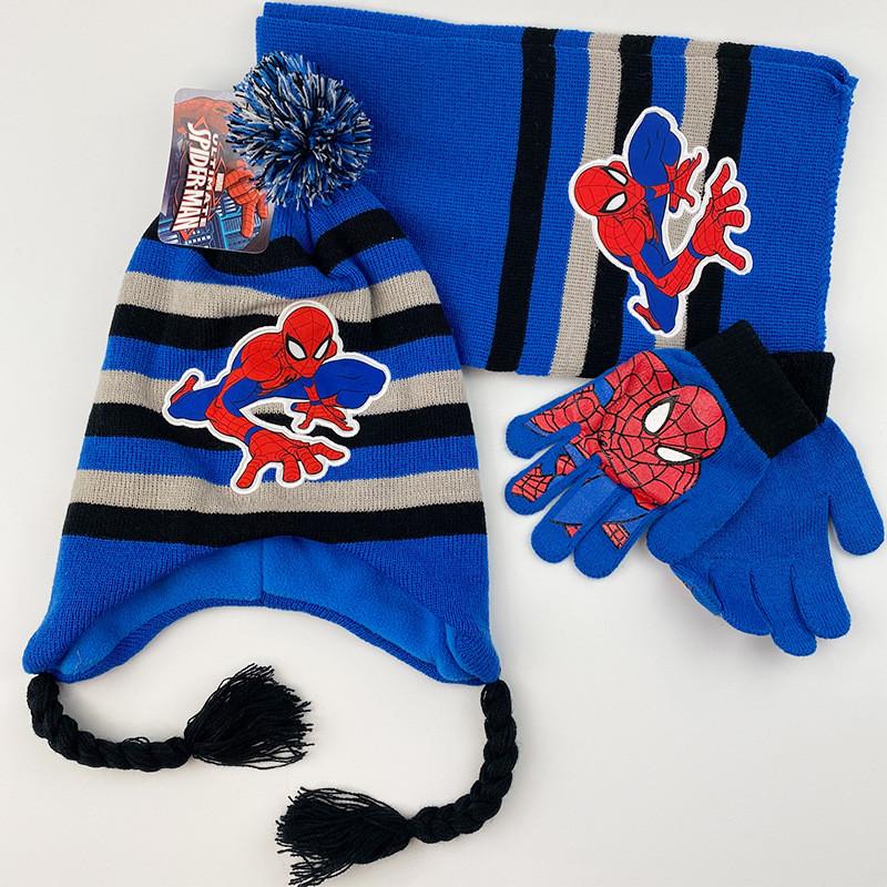 Cozy And Colorful Spider Man Knit Hat Scarf And Gloves Set For Boys Autumn Winter Outdoor Fun