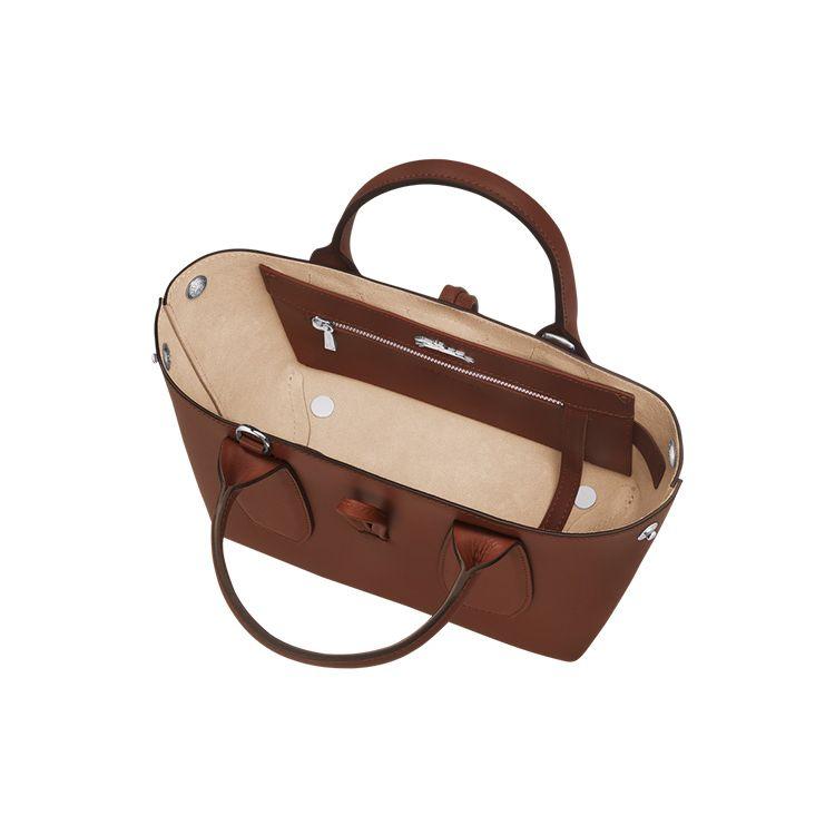 Longchamp Le Roseau 22 Bamboo Buckle Closure Small Calfskin Shoulder Tote Bag Women handbags Brown 10095HCN304