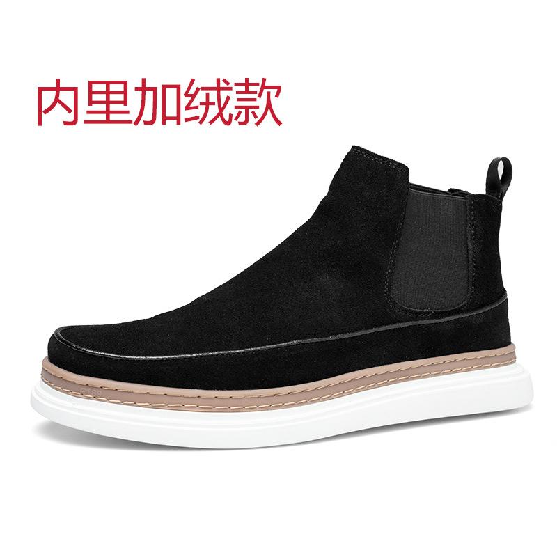 2025 direct supply winter new velvet Chelsea boots men's leather short boots British frosted Martin boots