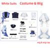 Furina Cosplay Costume Wig Hair Impact Fontaine Focalors With Hat White Black Suits High Heel Cosplay Shoes For Women Outfits