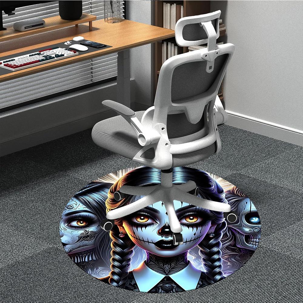 

1pc Wednesday Chair Carpet for Office Non Slip, Machine Washable Rug for Office, Room Holiday Decor for Christmas, Birthday Polyester 80cm