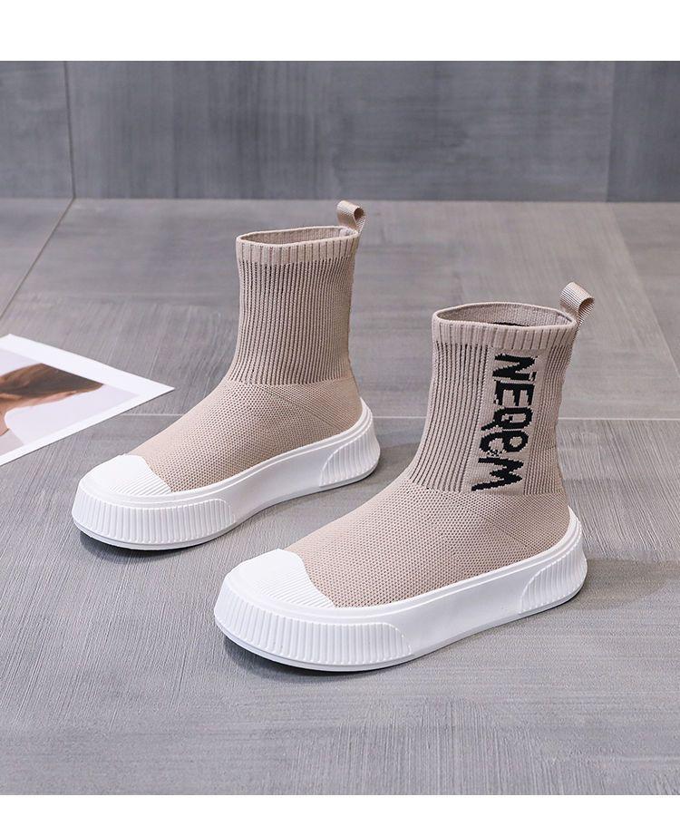 

Popular flying shoes women s 2025 spring and summer new high-top shoes ins trendy versatile breathable knitted casual women s shoes 35